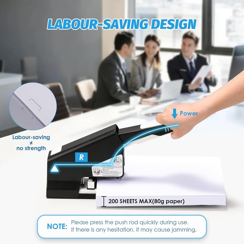 Frifreego Heavy Duty Stapler 210 Sheets Large Capacity Office Staplers for Desk with 4000 Staples, Black Labor Saving Stapler with Adjustable Stapling, Jam Free for Office, Classroom Paper Binding - Image 2